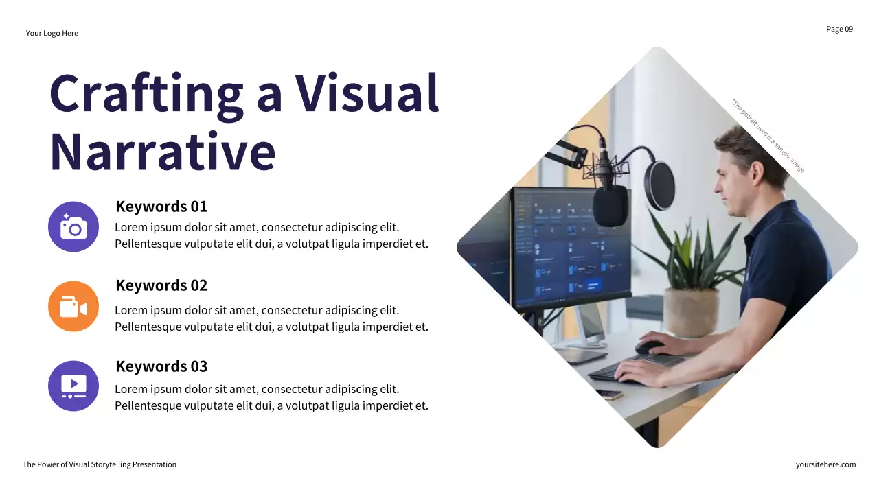 Purple and Orange Illustrative The Power of Visual Storytelling Presentation