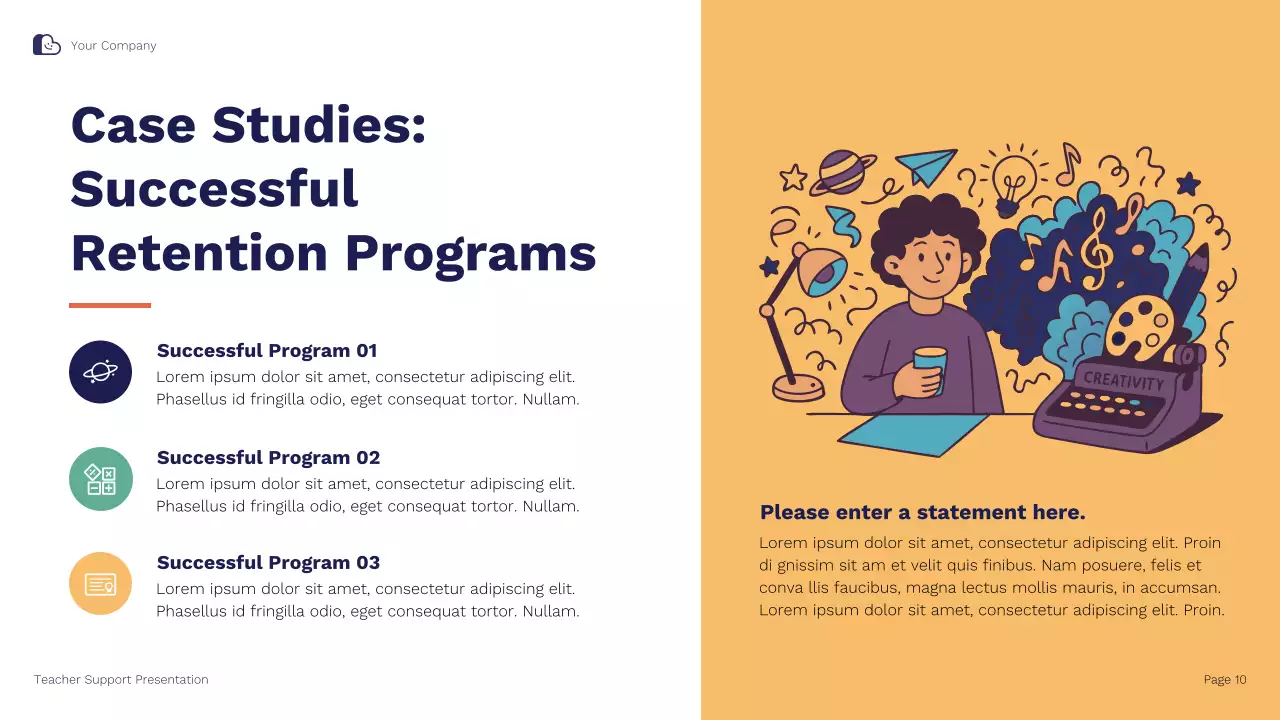 Blue Orange Illustrative Teacher Support and Retention Strategies Presentation