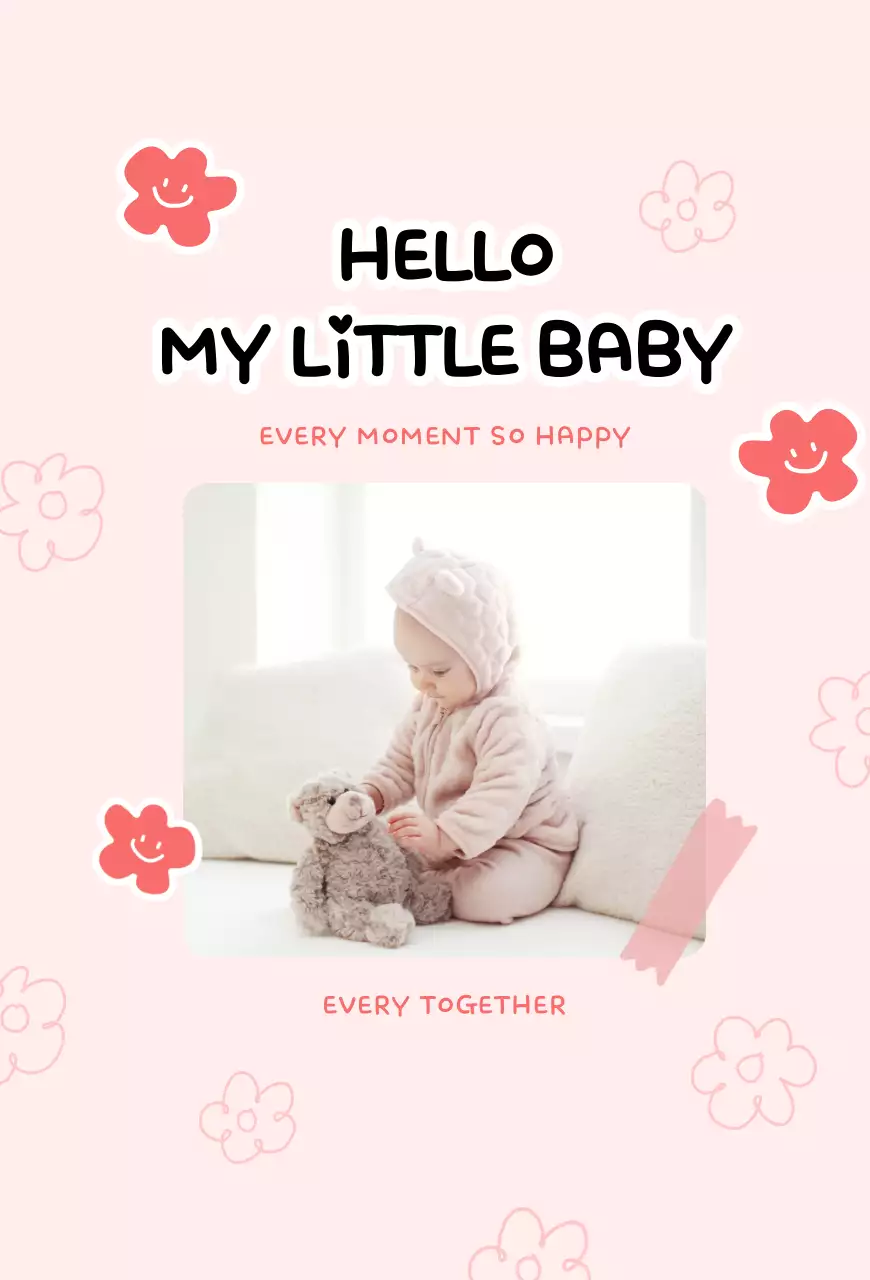 핑크 아기자기한 육아 엽서