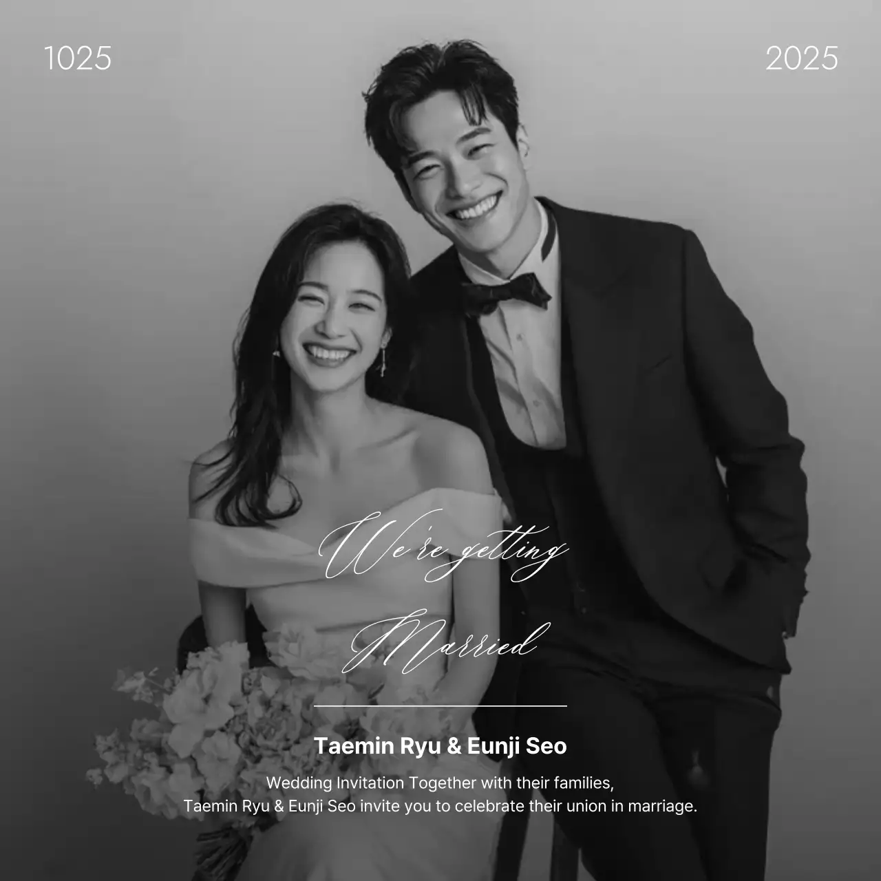 흑백 클래식 결혼 초대장