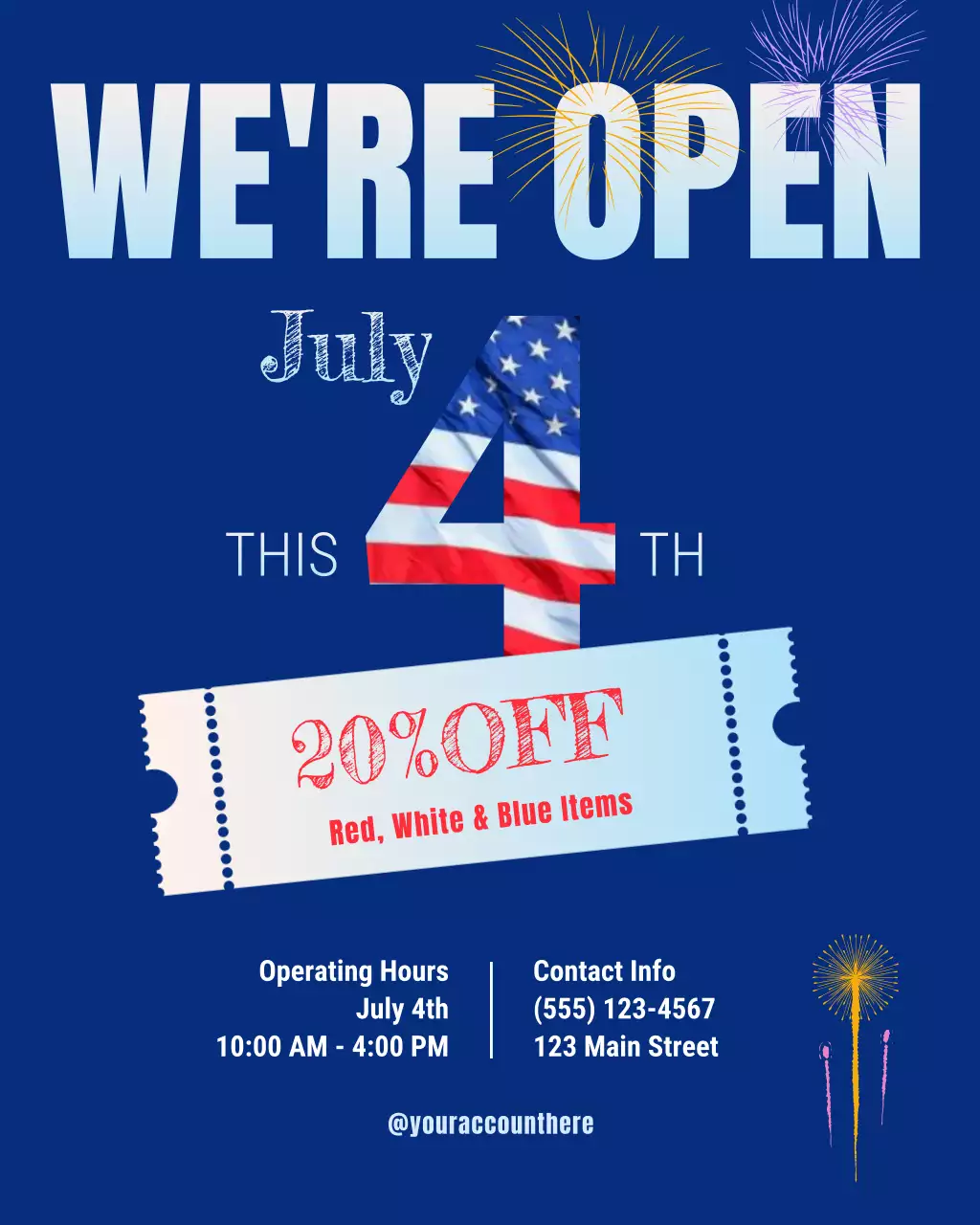 Blue and Red Fourth Day of July Sale Announcement Instagram Post