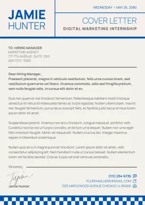 Minimalist Grey and Blue Cover Letter for Job Application Poster