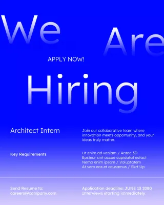 Modern and Trendy Blue Hiring Announcement Instagram Post