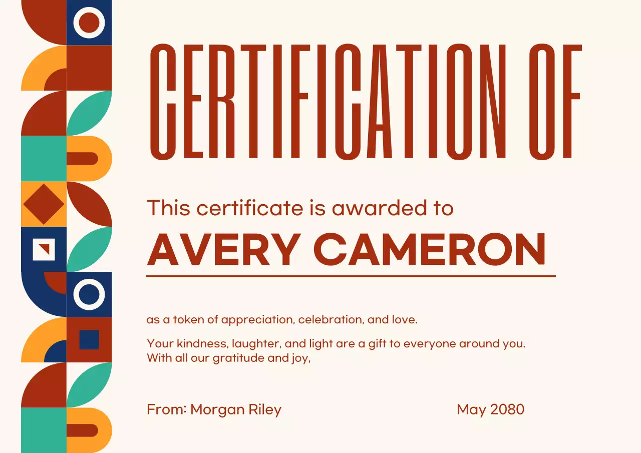 Colorful Modern Certificate Document Poster