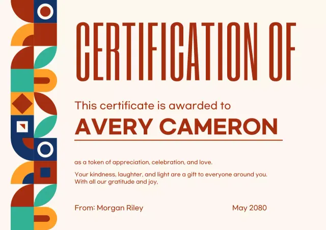 Poster Dokumen Sertifikat Modern Berwarna-warni