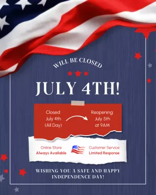 Blue and Red Fourth of July Holiday Announcement Instagram Post