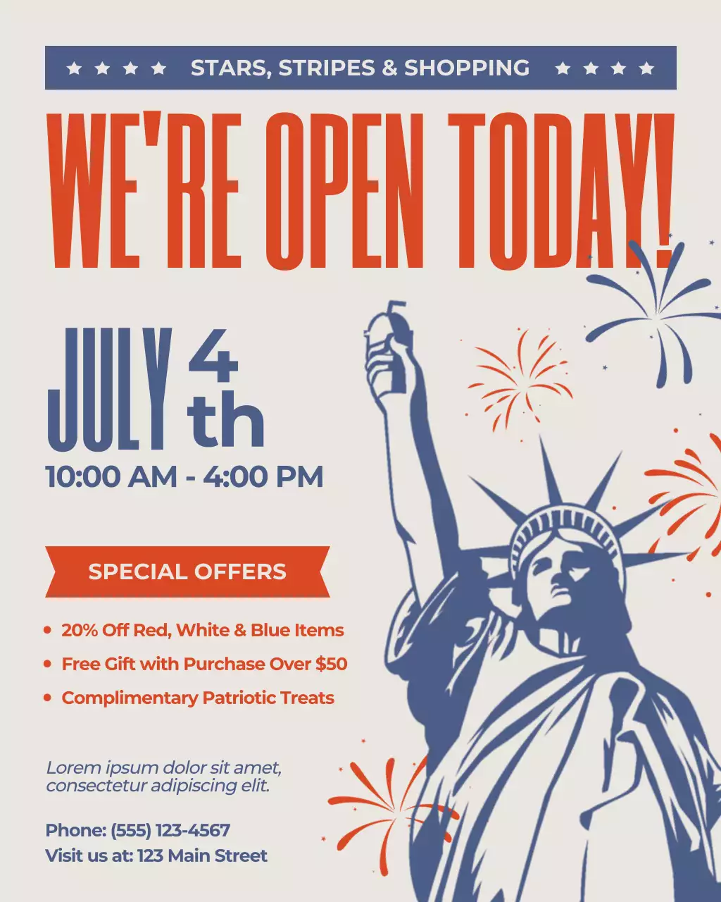 Orange Retro Independence Day Promotion Instagram Post