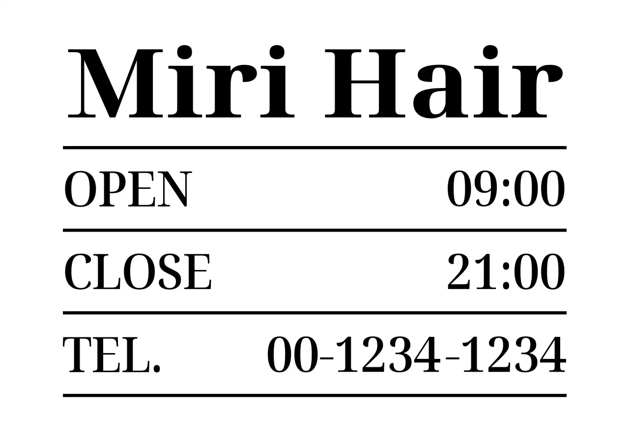 白黒 シンプル サロン営業時間