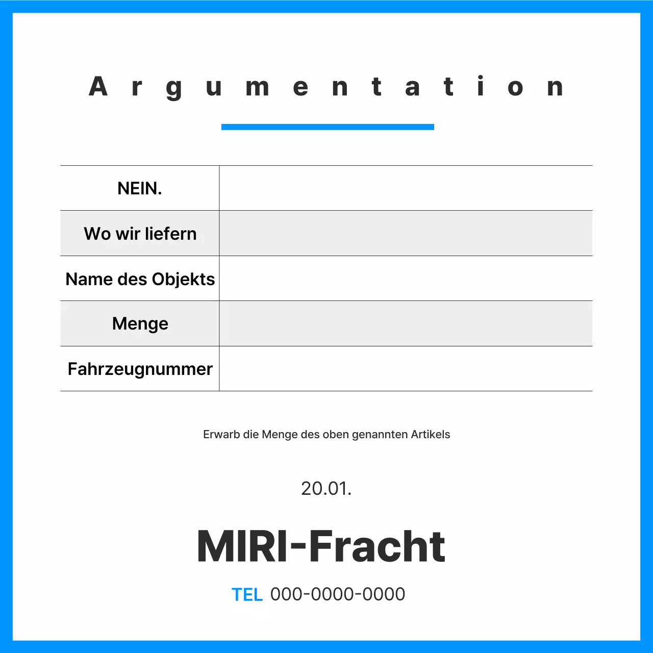 Beschreibung des Blue Clean Cargo-Transportdokuments