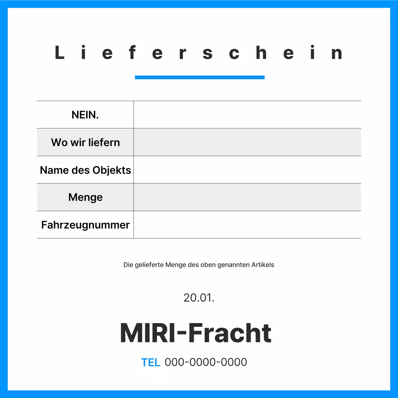 Beschreibung des Blue Clean Cargo-Transportdokuments