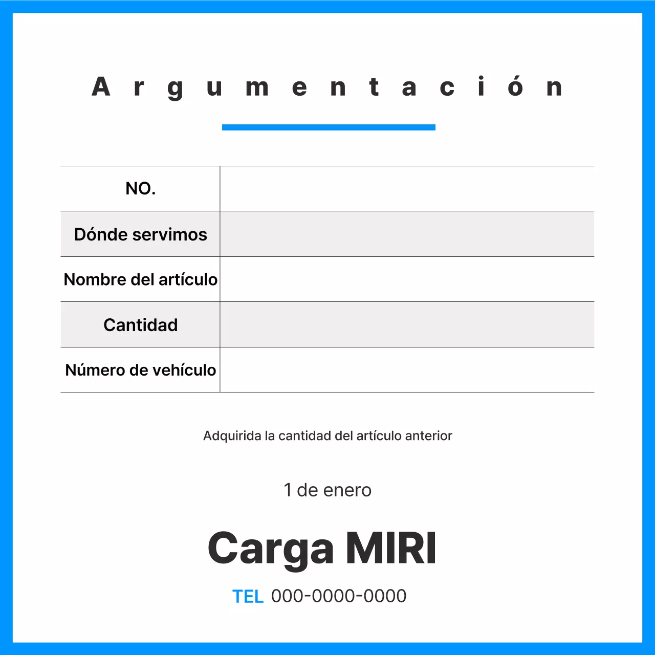 Descripción del documento de transporte de carga Blue Clean
