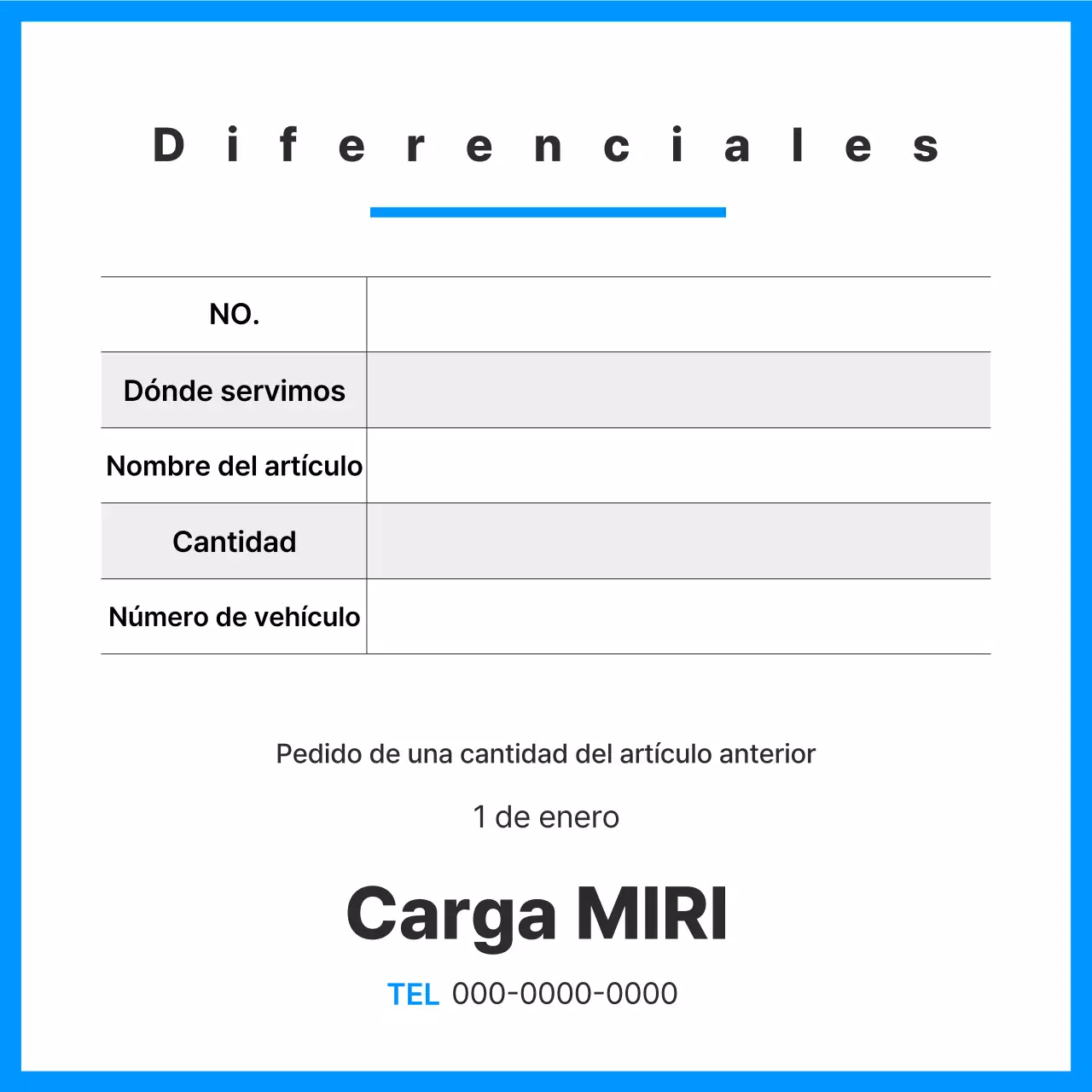 Descripción del documento de transporte de carga Blue Clean