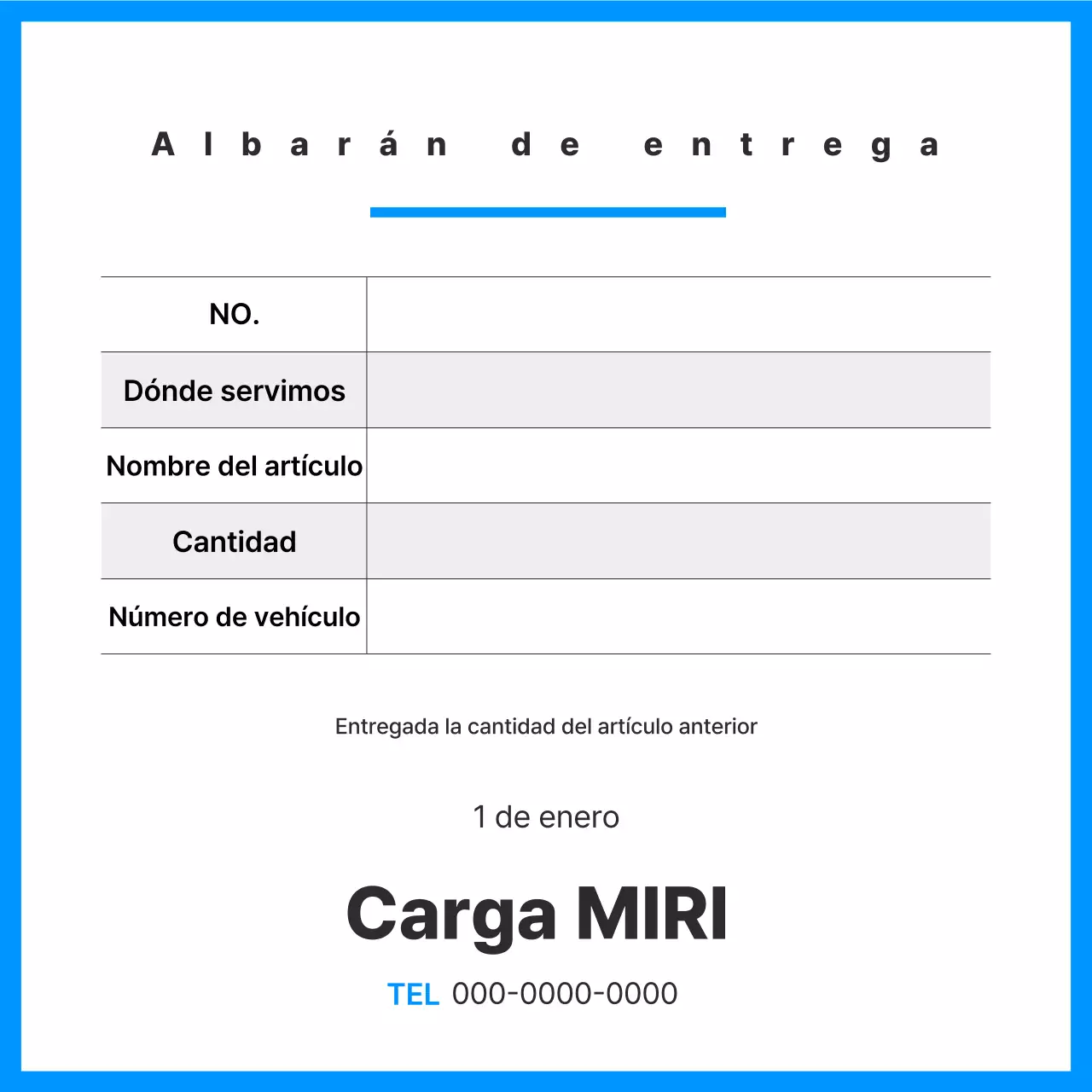 Descripción del documento de transporte de carga Blue Clean
