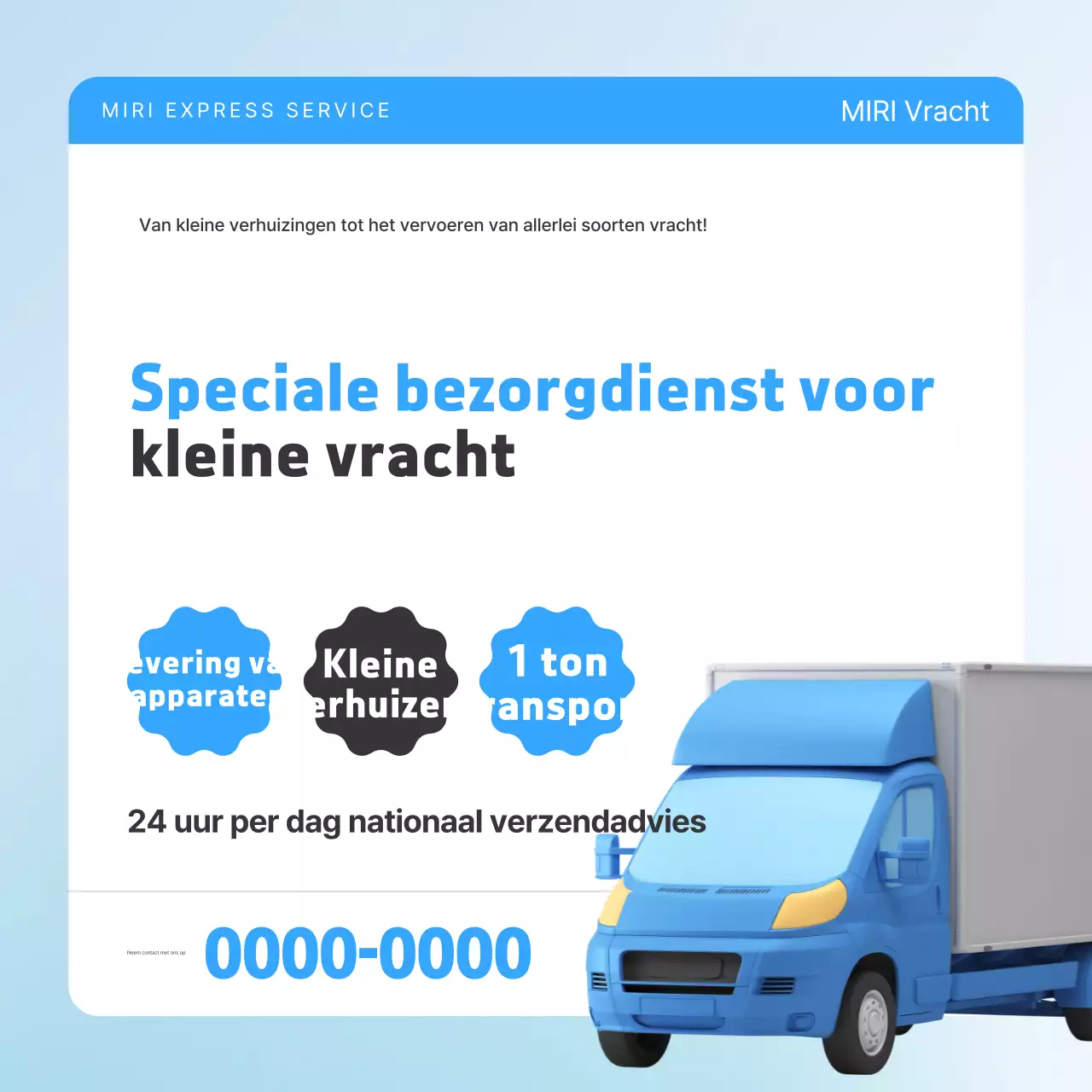 Sky Blue Modern Transport Cargo Delivery Advertentie