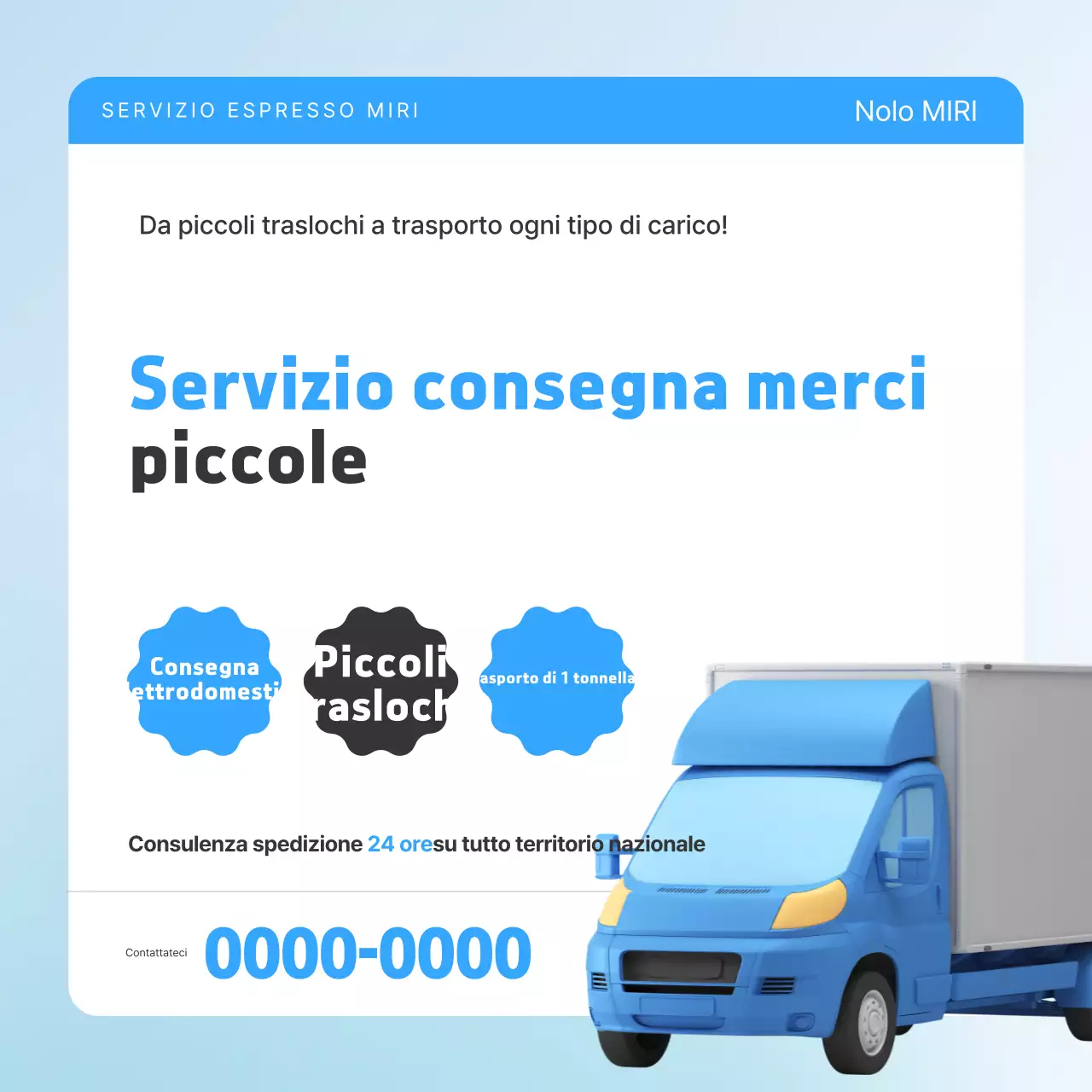 Pubblicità di consegna merci di Sky Blue Modern Transport