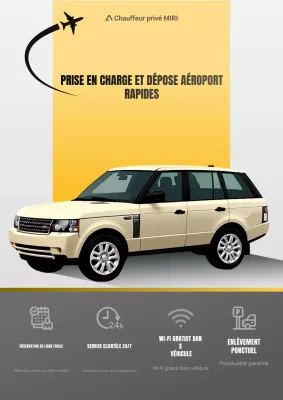 Publicité beige moderne pour le ramassage à l'aéroport