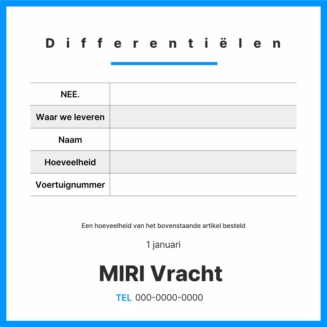 Beschrijving van het Blue Clean Cargo Transport-document