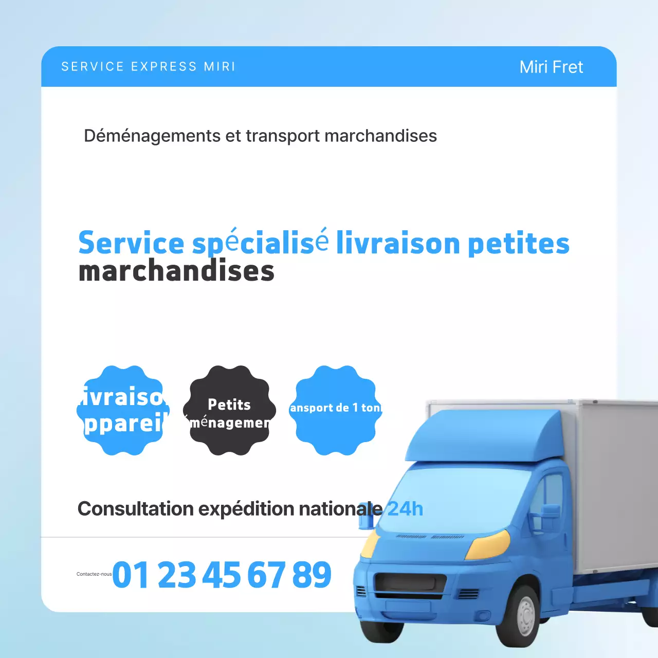 Publicité de livraison de fret Sky Blue Modern Transport