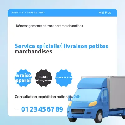 Publicité de livraison de fret Sky Blue Modern Transport