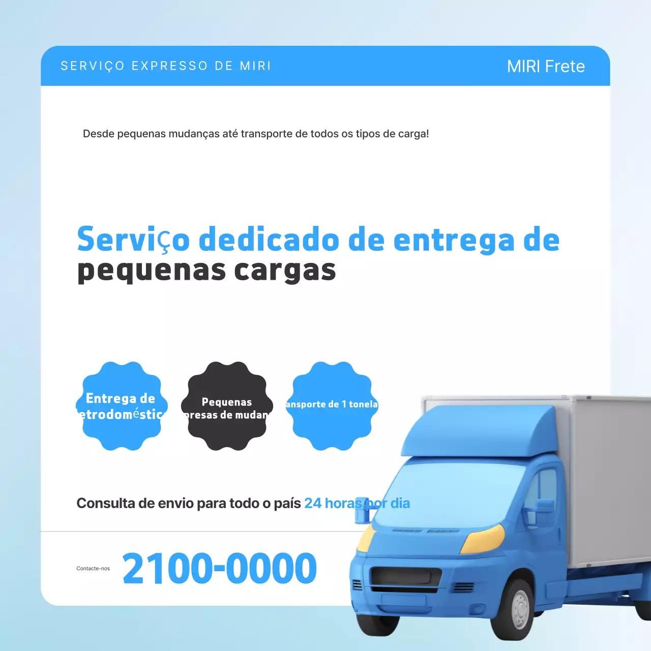 Anúncio de entrega de carga de transporte moderno azul-celeste