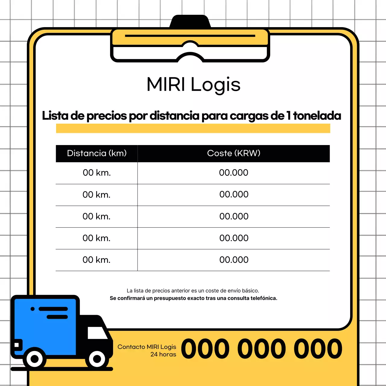 Guía de tarifas de transporte de carga moderna amarilla
