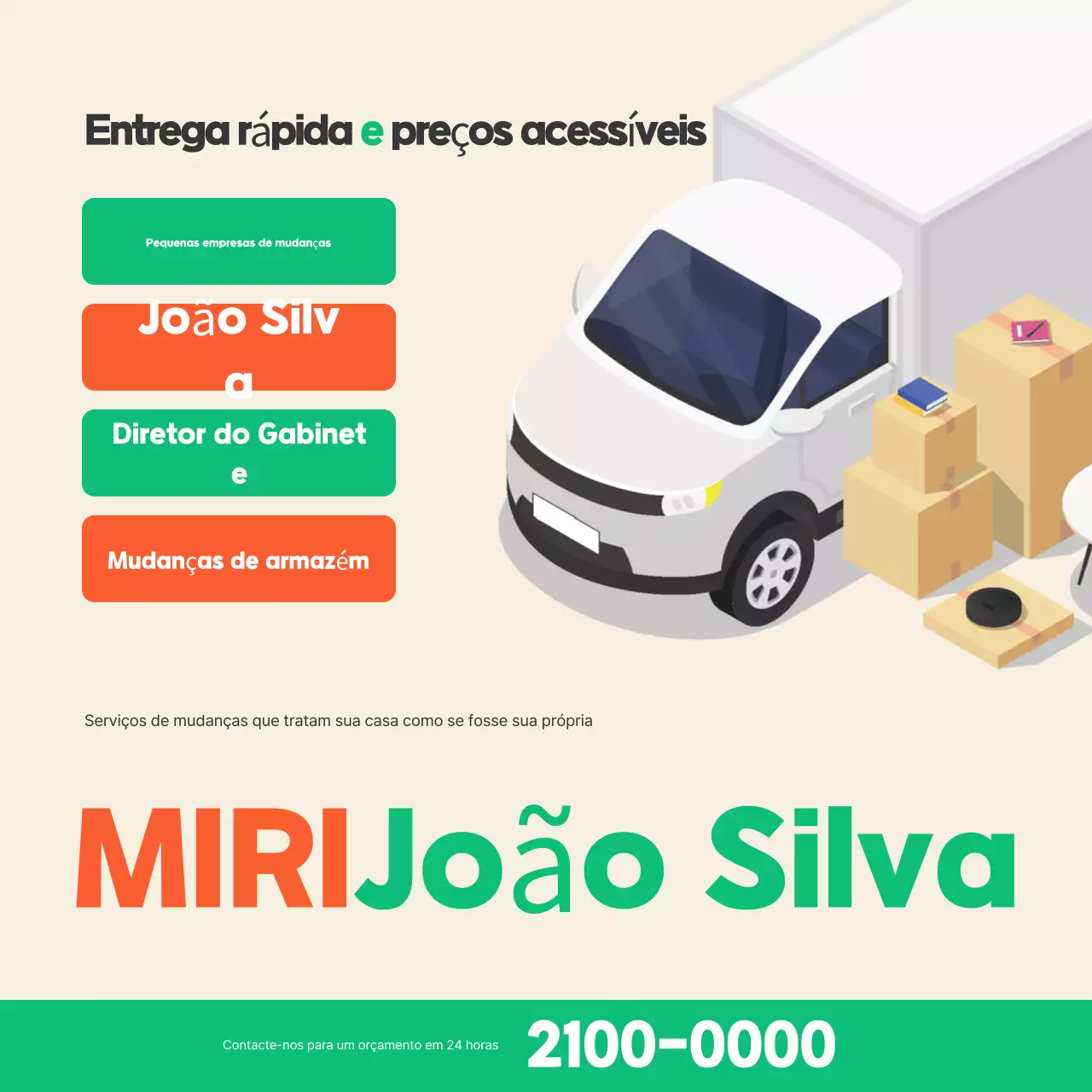 Anúncio de serviço de entrega de mudança simples bege