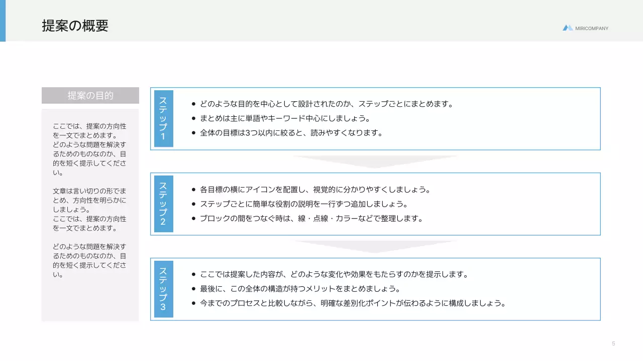 青 モダン ビジネス 提案書 プレゼンテーション