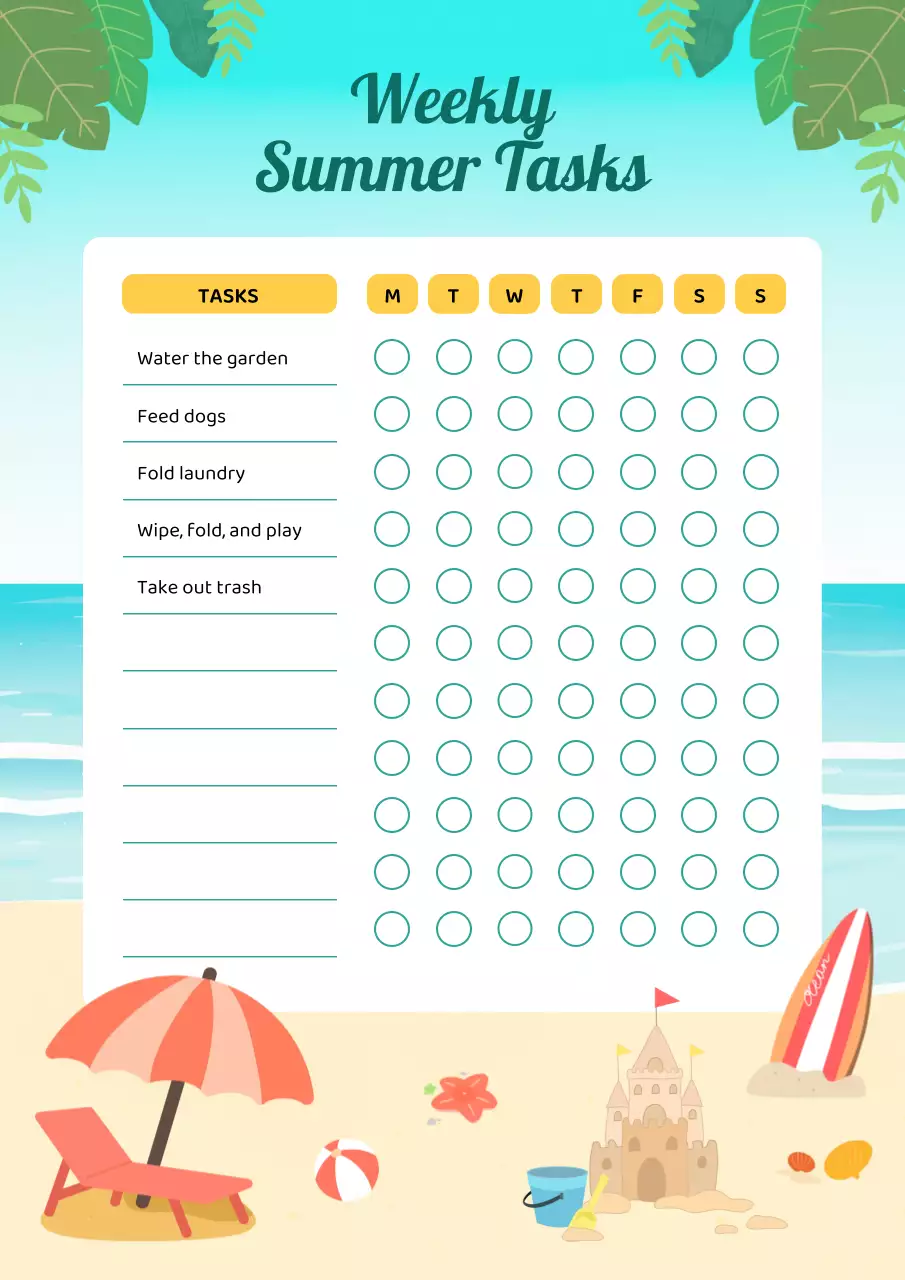 Teal Tropical Task Planner Poster
