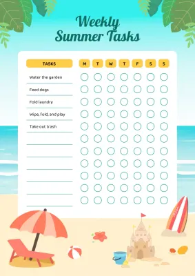 Teal Tropical Task Planner Poster