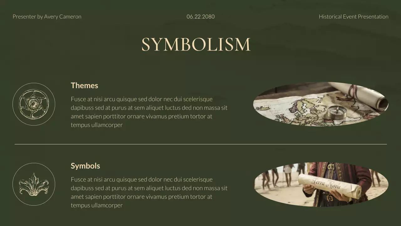 Green and Gold Modern Historical Event Lecture Presentation