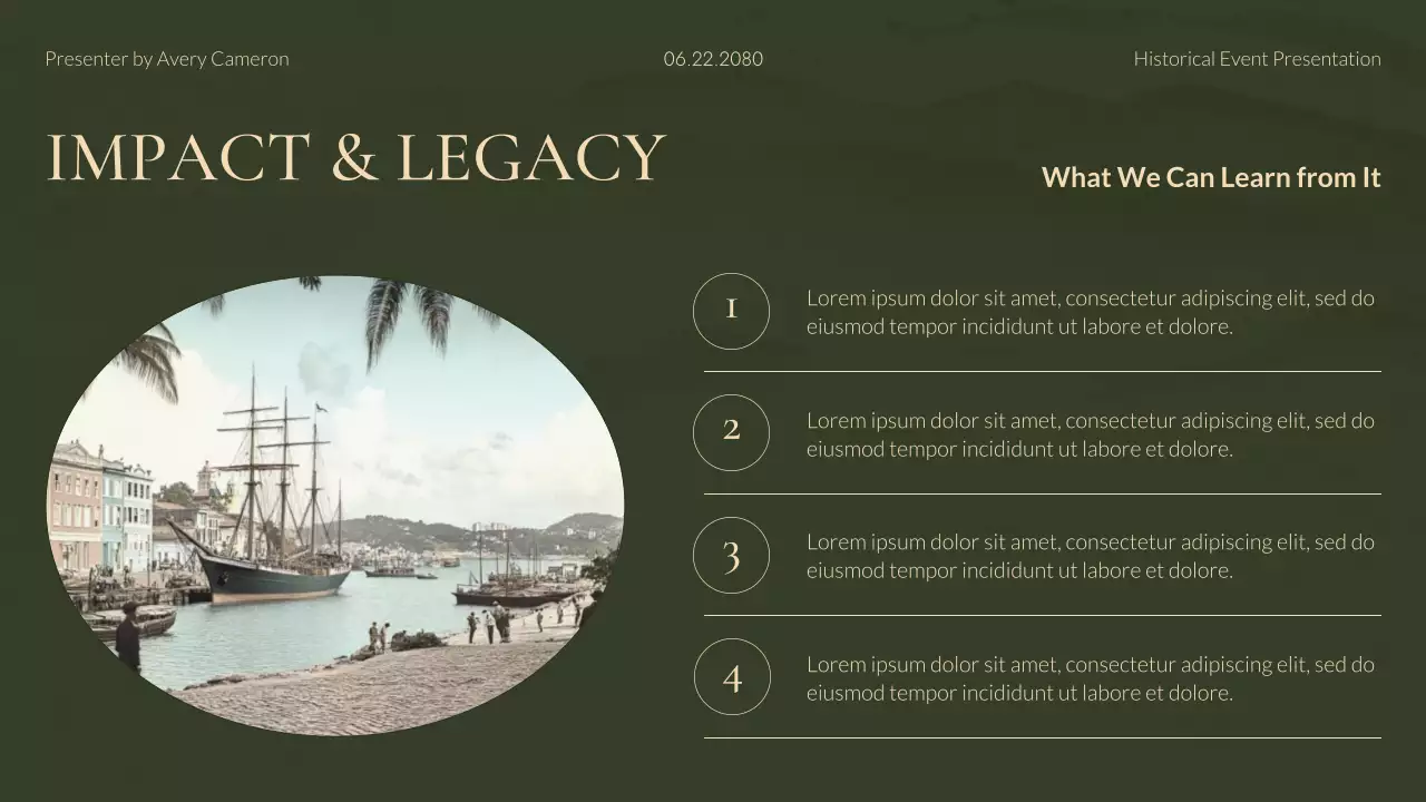 Green and Gold Modern Historical Event Lecture Presentation