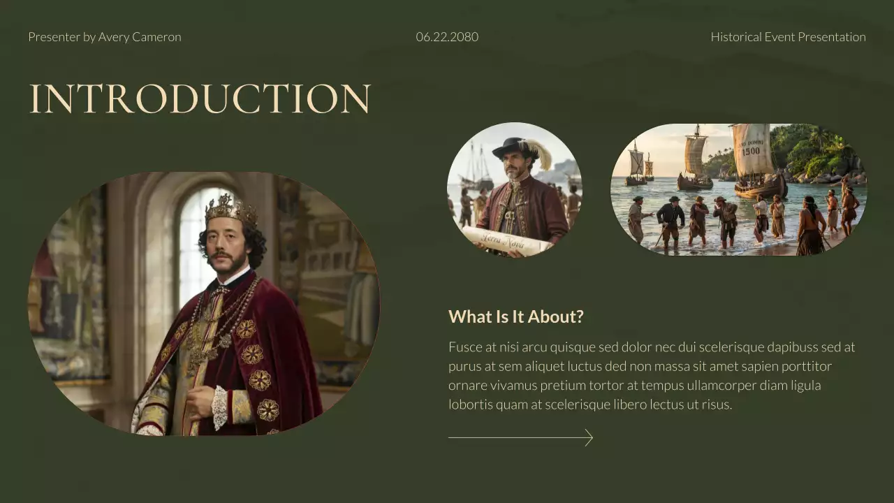 Green and Gold Modern Historical Event Lecture Presentation