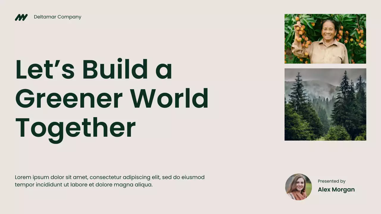 Green and Beige Bold Sustainability Initiatives Pitch Presentation