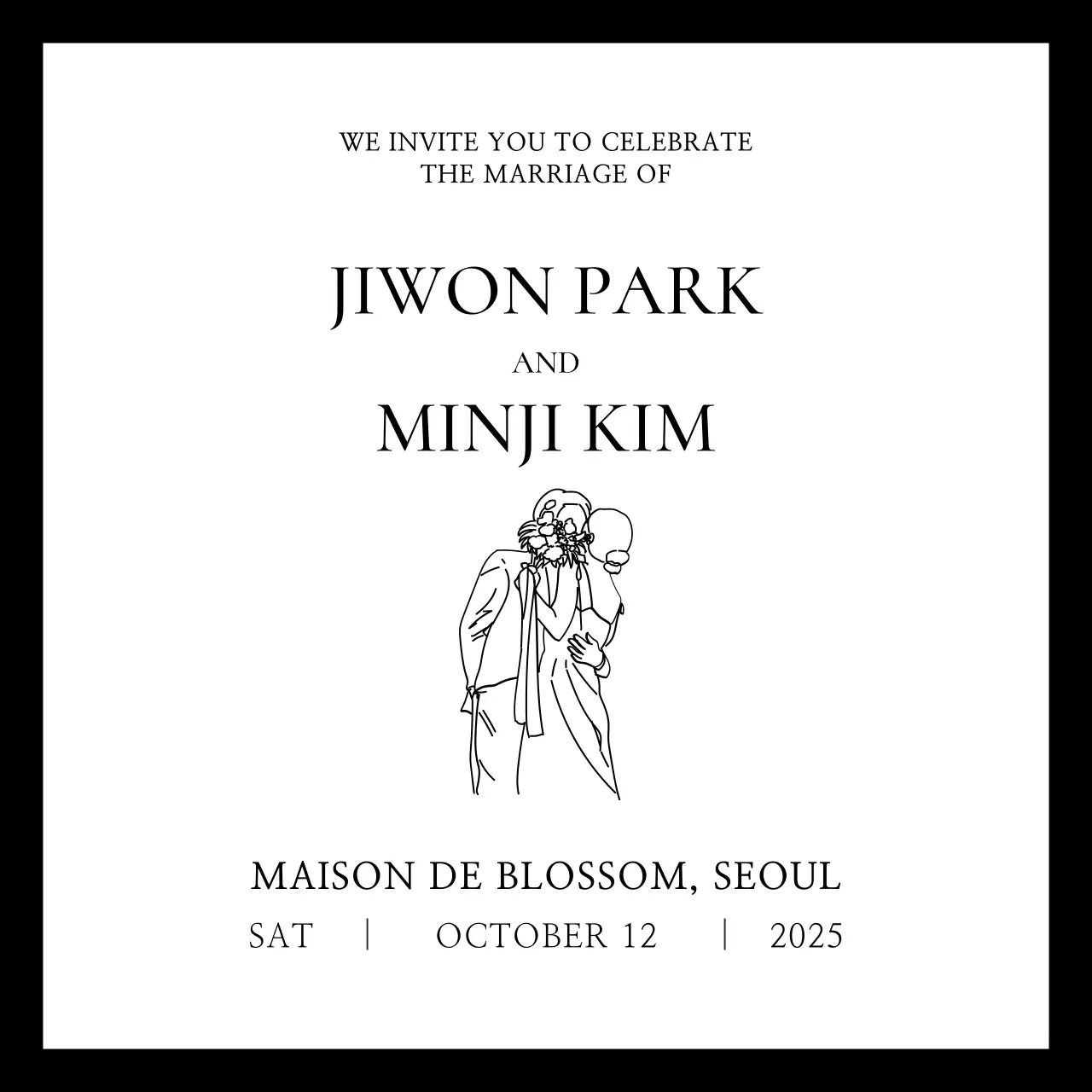 흰색 심플 결혼 초대장