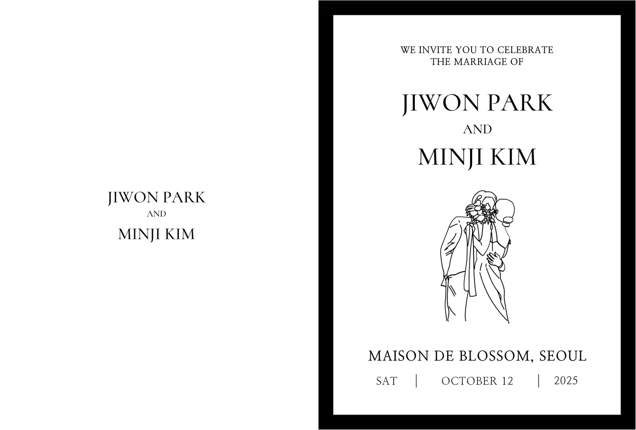 흰색 심플 결혼 초대장