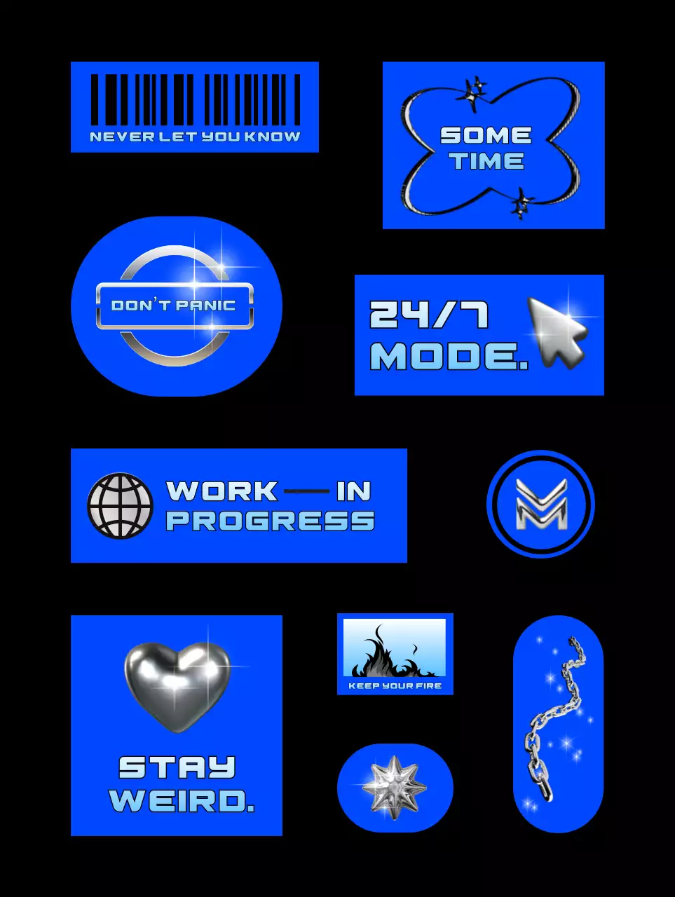 青 サイバー メッセージ ステッカー ポップ