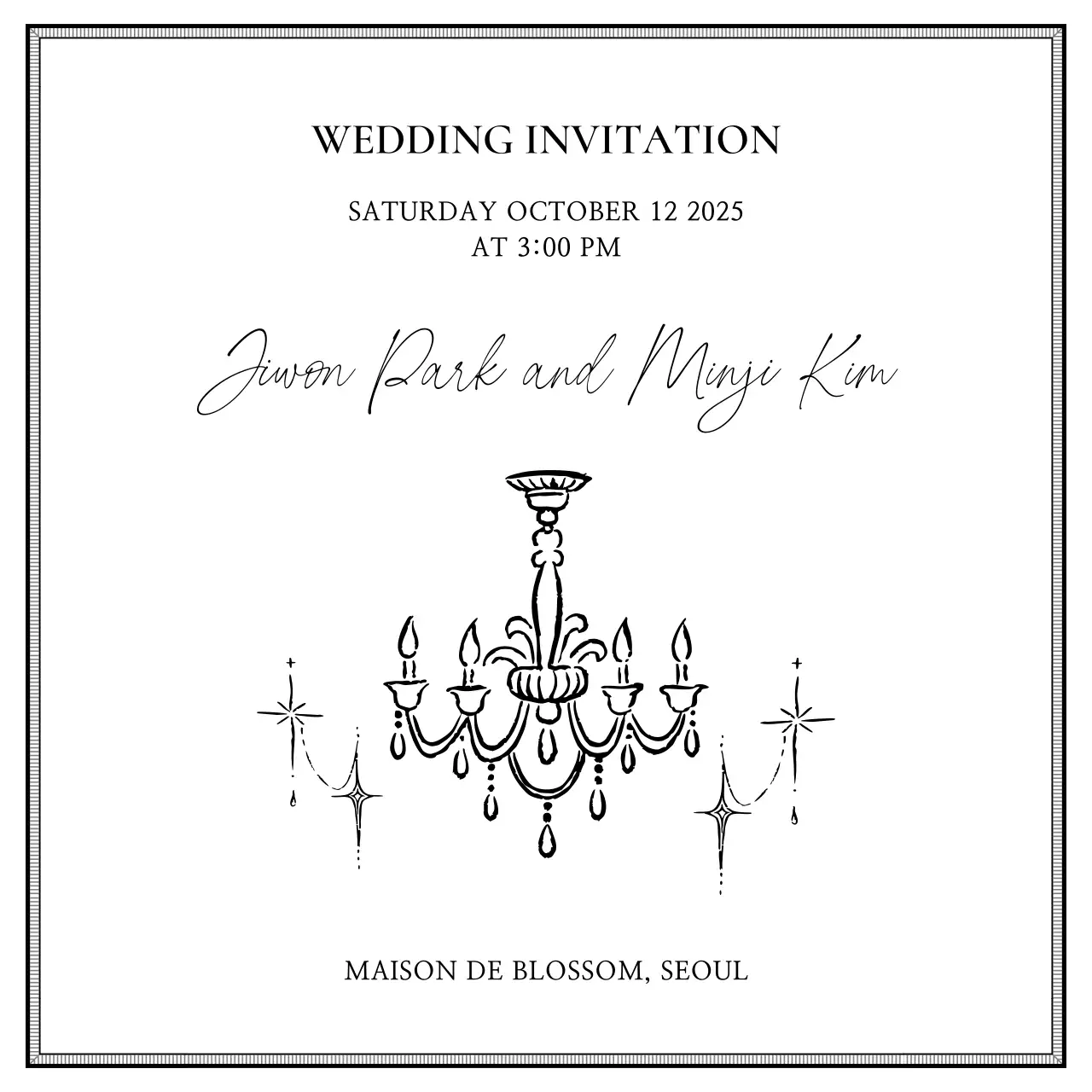 흑백 클래식 결혼 초대장