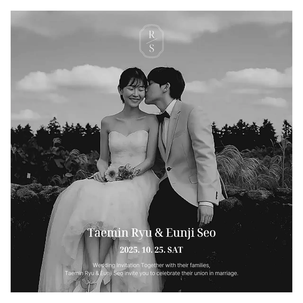 흑백 클래식 결혼 초대장
