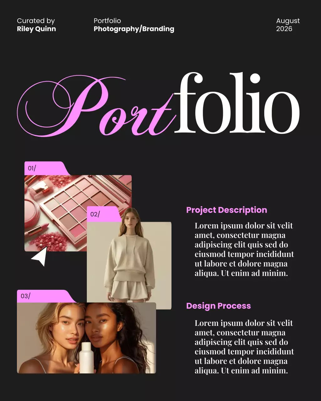 Black and Pink Modern Minimalist Portfolio Instagram Post