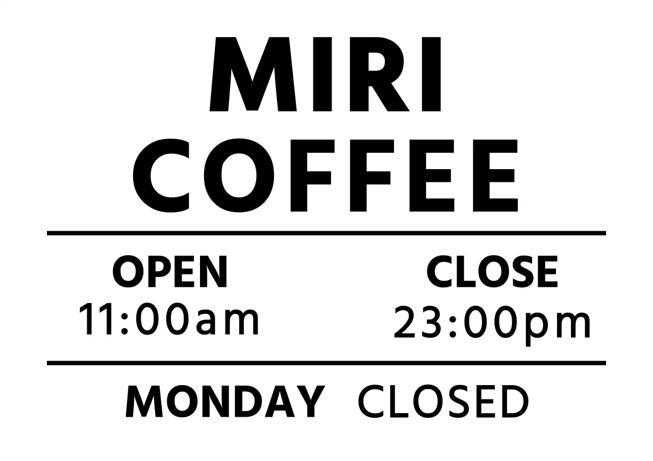 白黒 シンプル カフェ 営業時間 カフェ営業時間