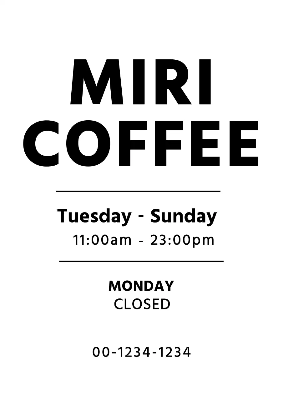 白黒 シンプル カフェ 営業時間 カフェ営業時間