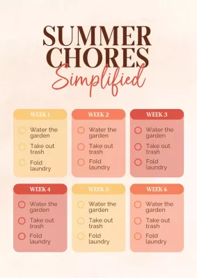 Orange Floral Summer Chores Planner Poster
