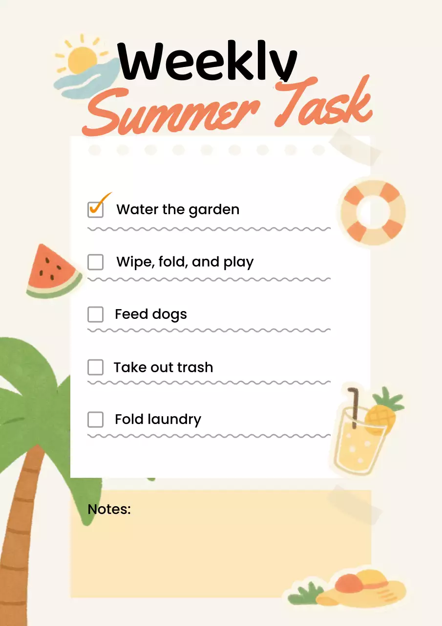 Beige Tropical Task Planner Poster