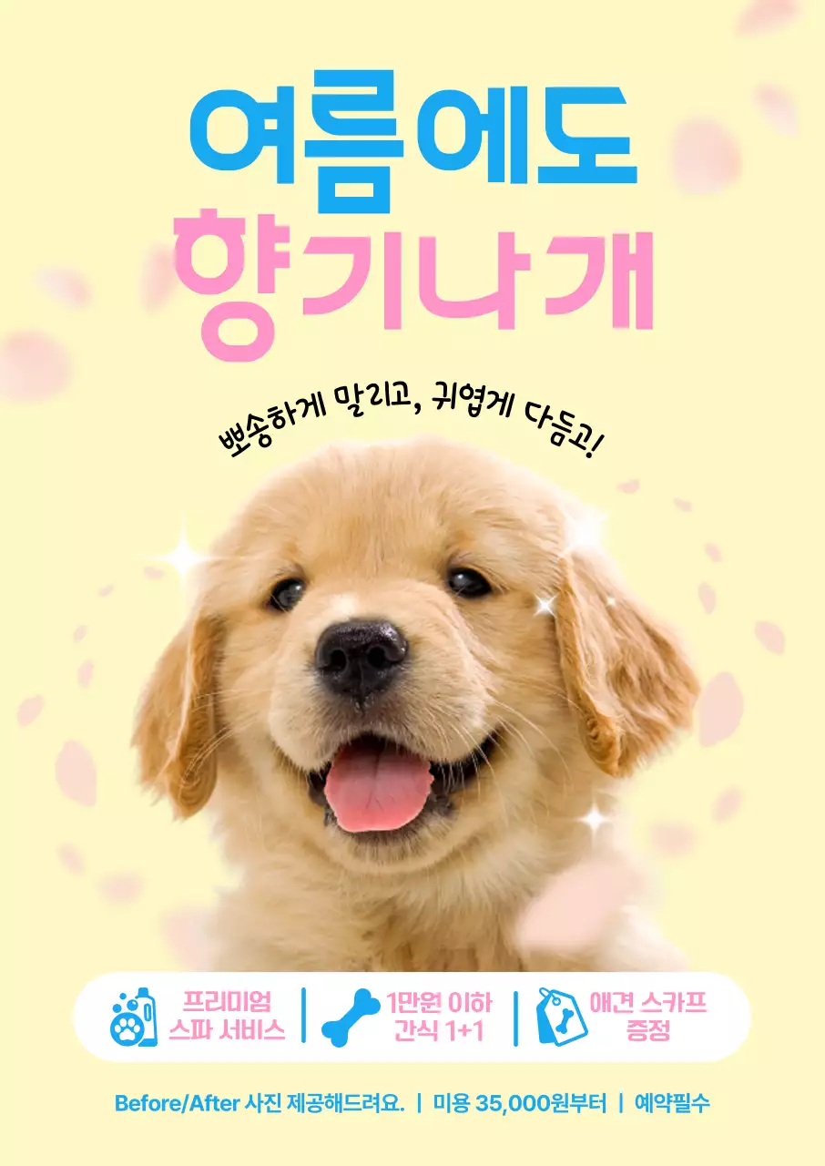 노랑 귀여운 애견 스파 프로모션