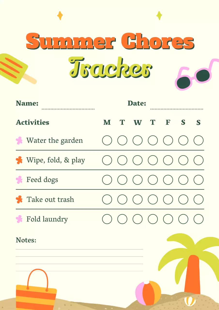 Orange Playful Chore Planner Poster