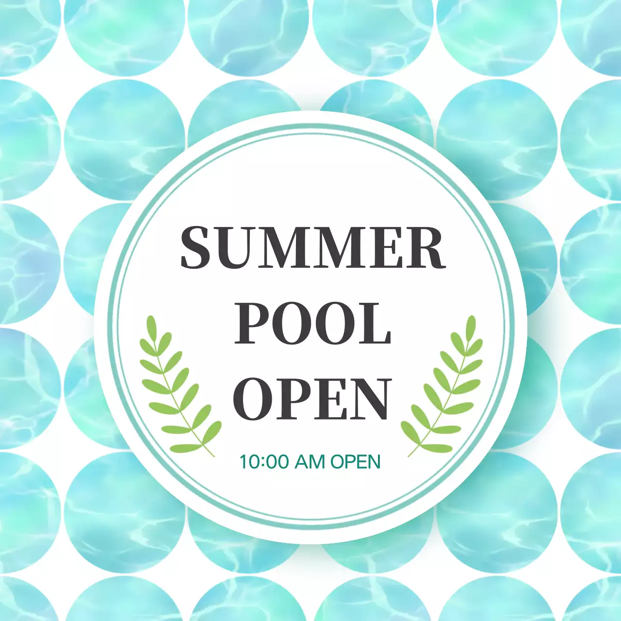 민트 심플한 여름 수영장 오픈 홍보