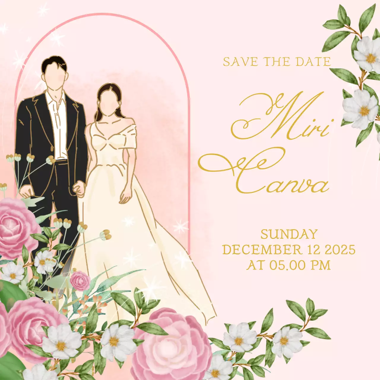 핑크 우아한 결혼 초대장