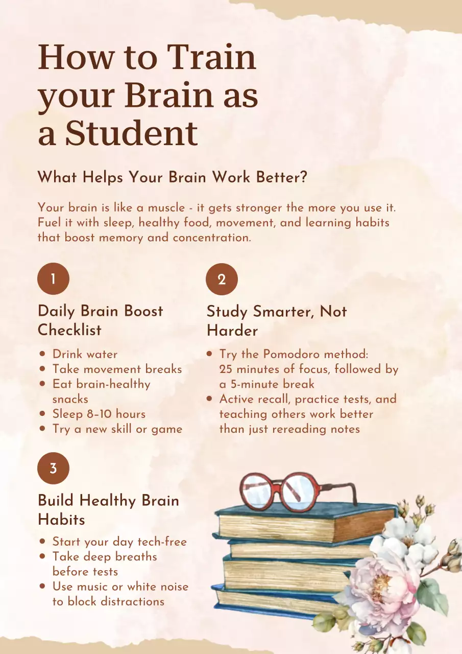 Beige Creative Tips Train Brain Student Poster