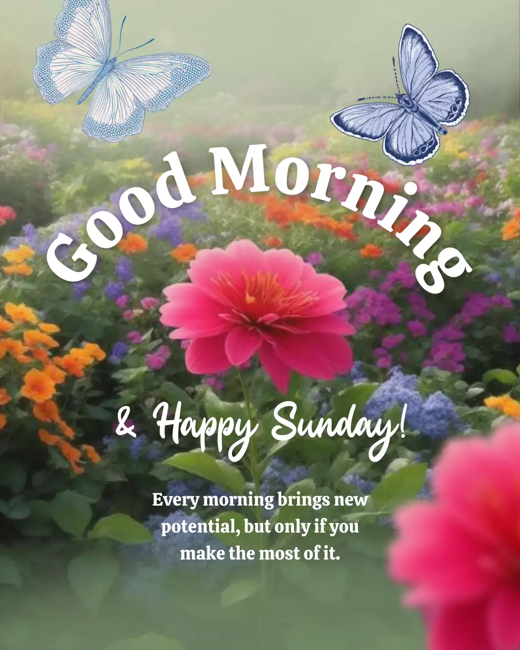 Colourful Floral Morning Greetings Card Instagram Post