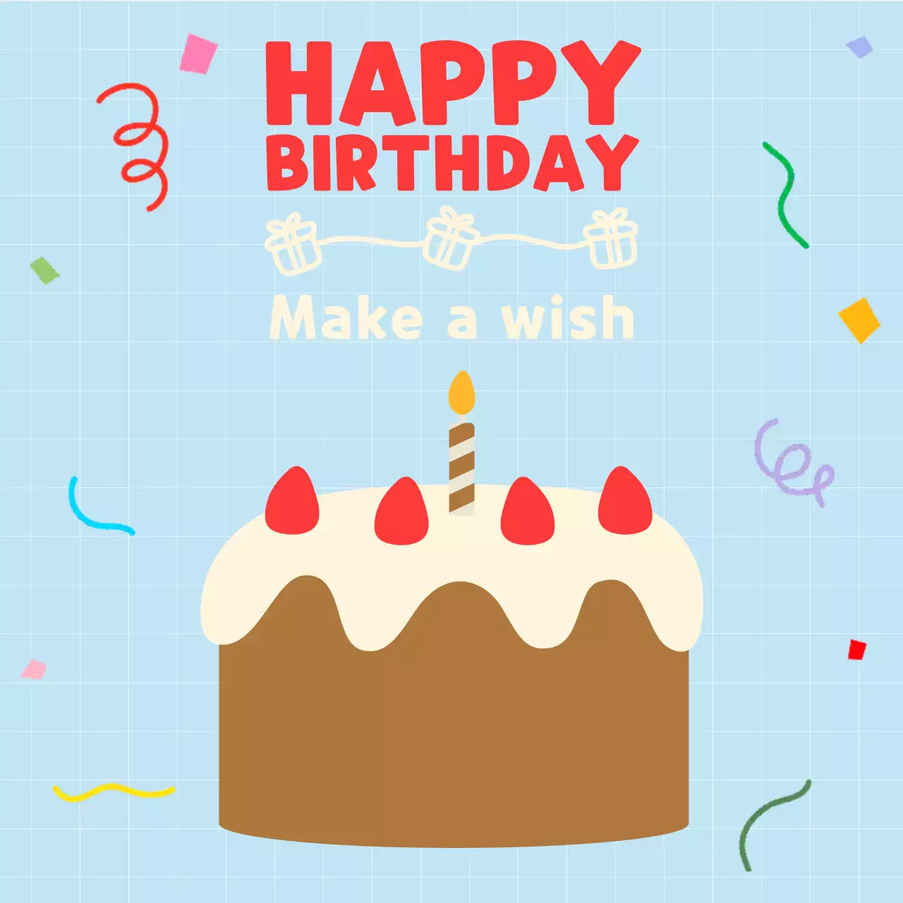 하늘색 팝 생일 케이크 축하